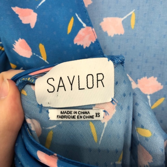 Saylor Jen Blue Floral Polka Dot Maxi Dress XS - Picture 4 of 15